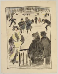 Paesaggio invernale (pattinatori sul ghiaccio)