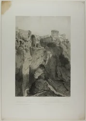Tivoli: I templi di Vesta e della Sibilla, e le rovine della Grotta di Nettuno, tavola diciannove da Italie Monumentale et Pittoresque