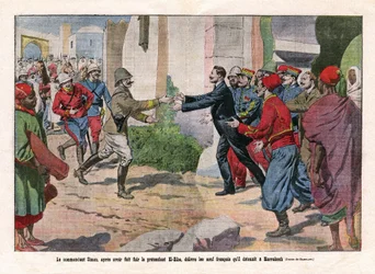 Eventi del Marocco, presa di Marrakech dalle truppe di Hubert Lyautey (1854-1934) e Charles Mangin (1866-1925). Il comandante Simon, dopo essere fuggito dal pretendente El-Hiba, ha liberato i nove