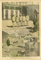 Illustrazione di Eugene Damblans (1865-1945) in Le Pèlerin, 07/05/05 - Alcune scene della vita del bagne