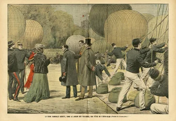 Illustrazione di Eugene Damblans (1865-1945) in Le Pelerin, 29/10/05 - La regina Ranavalo assiste, nel Giardino delle Tuileries, alla festa dell