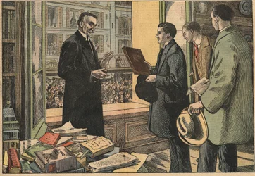 Gli studenti della Facoltà di Giurisprudenza rendono omaggio al decano Henry Berthelemy (1857-1943). Illustrazione di Damblans. In "Le Pelerin" del 10 aprile.