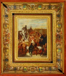 Nei giardini di Versailles, Puget presenta la sua statua di Milone di Crotone al re Luigi XIV ...