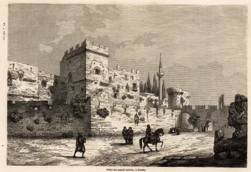 Il palazzo dei grandi maestri a Rodi, disegno di Eugene Flandin, per illustrare il suo viaggio nell