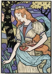 Arte. Donne in stile Art Nouveau. Illustrazione di E. Grasset, Francia, c.1890