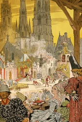 Raffigurazione del mistero nel cimitero della cattedrale, illustrazione per Notre-Dame de Paris di Victor Hugo