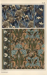 Bucaneve, Galanthus nivalis, come motivo di design in carta da parati, bordi e tessuti