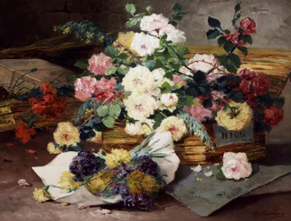 Le rose di Nizza. Dipinto di Eugene Henri Cauchois (1850-1911) Collezione privata.