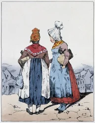 Due donne, piazza del Cairo - in "Souvenirs of a loafer" di Eugène Forest, ed. Delpech, Parigi, v.1830