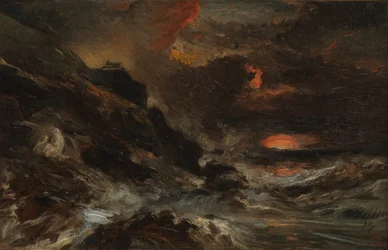 Una tempesta al largo della costa della Normandia, probabilmente anni 1850