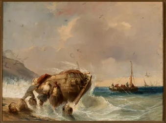Una barca da pesca sulla riva del mare