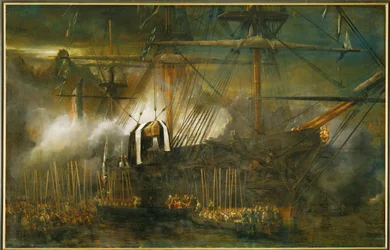Trasbordo delle ceneri di Napoleone I a bordo della nave La Belle Poule (dipinto su tela)