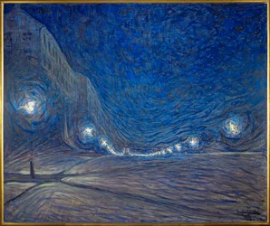 Via Hornsgatan a Stoccolma di notte (olio su tela)