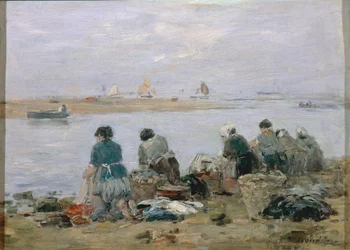 Lavandaie sulle rive del fiume Touques vicino a Trouville