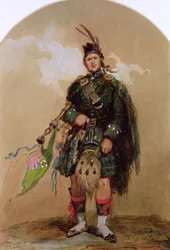 Un pifferaio degli Highlanders del 79° al campo di Chobham nel 1853