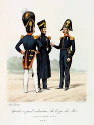 Guardie a piedi ordinarie del Corpo del Re, piccola e grande uniforme, 1817-1830