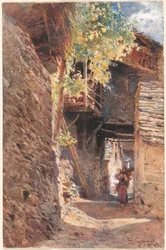 Una strada di un villaggio nel nord Italia
