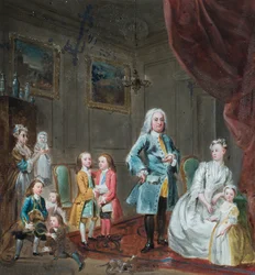 Ritratto del 3° Lord Oxford e della sua famiglia (olio su carta)
