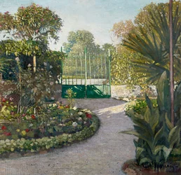 Giardino, dipinto di Eugenio Olivari (1882-1917)