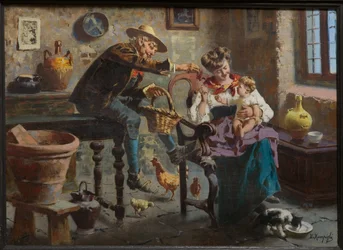 Scena con un uomo, una donna e una bambina