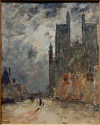 Chiesa collegiata di Abbeville di notte