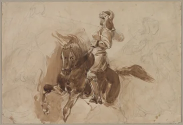 Figura corazzata a cavallo (recto)