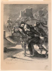 Illustrazione per Amleto: Amleto cerca di seguire il fantasma di suo padre (I,4)