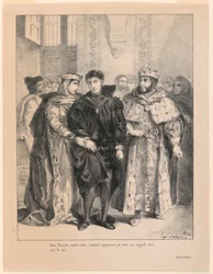 Illustrazione di Amleto. La regina cerca di rallegrare Amleto (I,2)
