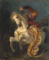 Cavaliere attaccato da un giaguaro