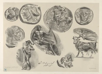Foglio di nove monete antiche