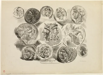 Foglio di dodici medaglie antiche