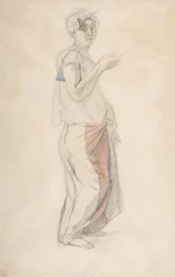 Donna in piedi in costume marocchino