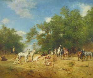 Cavalieri arabi che riposano nella foresta, 1868