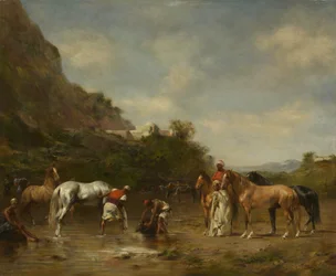 Arabi che abbeverano i loro cavalli, 1872