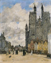 La piazza della chiesa di Saint Vulfran ad Abbeville