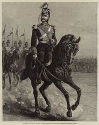 Alfonso XII, Re di Spagna, in uniforme degli Ussari di Schleswig-Holstein (incisione)