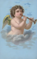 Cherubino che suona una tromba