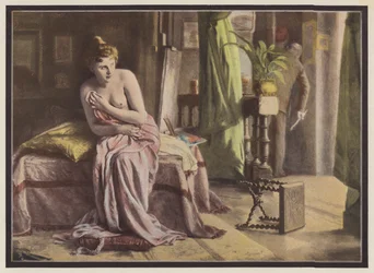 Emozione, donna seduta su un letto