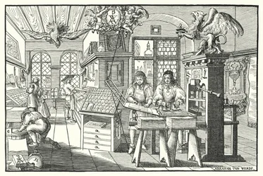 Interno di una tipografia, c1676