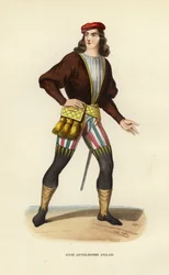Giovane Gentiluomo Inglese (incisione colorata)