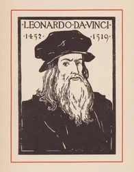 Leonardo da Vinci, polimatico italiano del Rinascimento (litografia)
