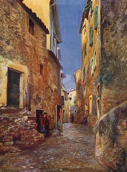 Mentone, Rue dans la Vieille Ville (litografia a colori)