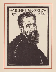 Michelangelo, artista e architetto italiano del Rinascimento (litografia)
