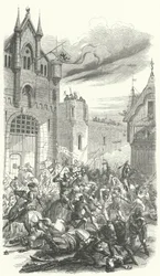 Filippo il Buono, Duca di Borgogna, che combatte contro una rivolta a Bruges