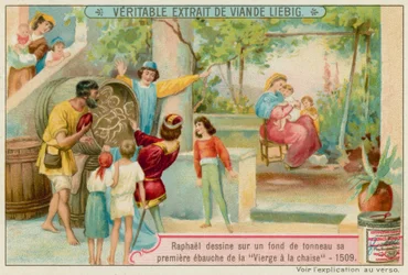 Raffaello Disegna su una Botte