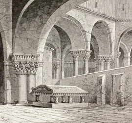 Tomba di Goffredo di Buglione nella Chiesa del Santo Sepolcro, Gerusalemme, c.1880