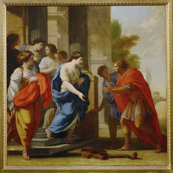 Durante la sua ricerca di Polia, Polifilo viene ricevuto da Philtronia alle tre porte (dipinto su tela)
