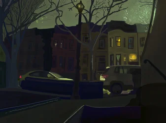 6 AM Lato sud della strada, Prospect Park (arte digitale)