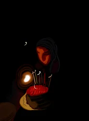 Ava che spegne le candele (arte digitale)