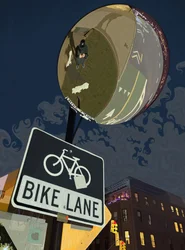 Cartello della pista ciclabile, Prospect Park (arte digitale)